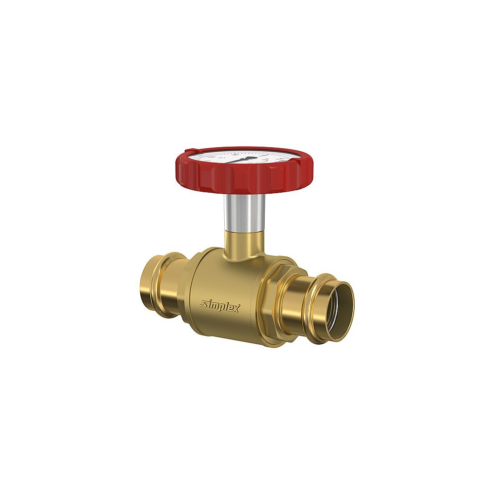 FL Kugelhahn m. Thermom.griff, rot